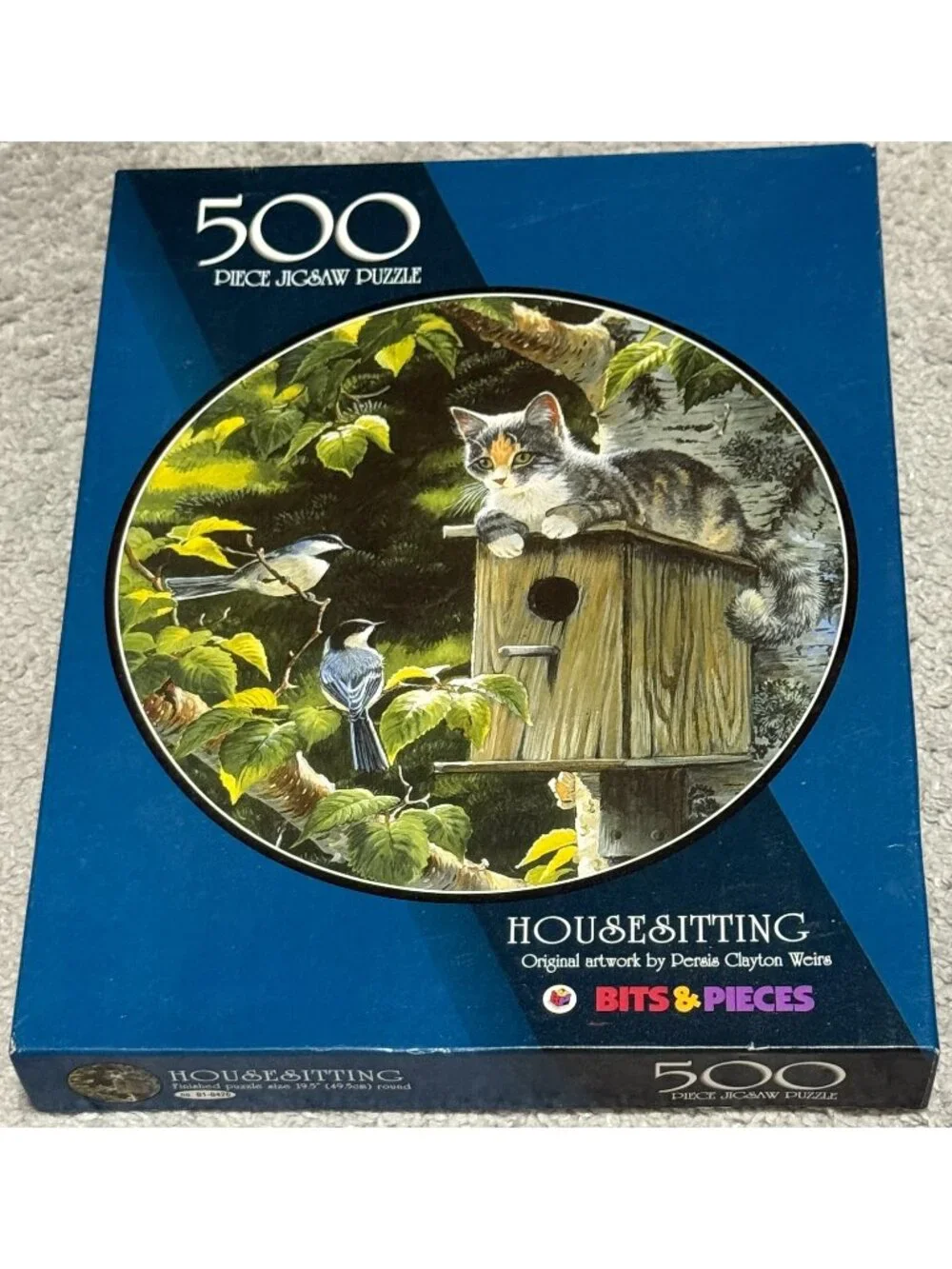 Vintage 1999 Jigsaw Puzzle Bits & Pieces 500 Piece Puzzle House Sitting Cat Bird